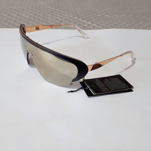 NWT Adam Selman x Le Specs gold mirrored lens shield inspired sunglasses - Picture 7 of 11